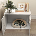 PawHut Hidden Cat Litter Box Enclosure - White-Colour: White 