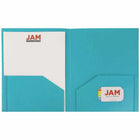 JAM Paper Heavy Duty Plastic Two-Pocket School Folders - Teal Blue - 6 Pack-Quantity: 6 Folders per Pack | One for each subject & project