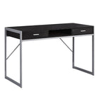 Monarch Specialties 7366 48" Computer Desk - Espresso/Silver Metal-Chic espresso finish with simple square silver metal base and frame