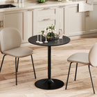 HOMCOM - Table à manger ronde 27,6 po en placage de bois - noir-Finition avec un vernis lisse, facile à nettoyer 