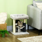 PawHut - Arbre à chat avec poteau à griffer en sisal, centre d’activités pour chaton - gris-Le lit et le perchoir offrent des endroits confortables pour se détendre et faire la sieste 