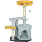 PawHut - Arbre à chat, tour de 31,5 po pour intérieur avec perchoir en peluche - bleu-Plateforme en forme de manette de jeu et perchoir en forme de pizza pour une décoration inspirée 