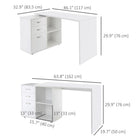 HOMCOM - Bureau en l avec tiroirs - 46 po L x 32,75 po l x 30 po H - blanc-Le grain du bois apporte une touche élégante à tout décor