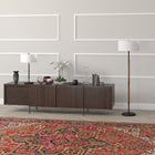 Hudson&Canal - Lampadaire Simone à 2 lumières avec abat-jour en tissu - Bronze noirci/chêne rustique/blanc-Conçu pour deux ampoules à incandescence de 100 W - ampoules LED de 9 W, ampoules fluorescentes (CFL) de 23 W ou ampoules LED à ballast automatique de 9 W, ampoules à culot E26, ampoules non incluses