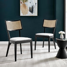 Modway Caledonia Fabric Upholstered Wood Dining Chair - Black/White - 2 Pack-Elm Wood Frame