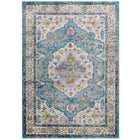 Modway - Success Médaillon vintage floral vieilli Anisah Tapis de 5 pi l x 8 pi L - Bleu ivoire clair, jaune, orange-Tapis d’espace à médaillons vintage floraux vintage vieillis