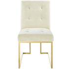 Modway Privy Gold Stainless Steel Performance Velvet Dining Chair - Gold/Ivory-Comes Fully Assembled