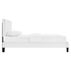 Modway - Roxanne Performance Velvet Lit de plateforme King, Blanc-Pieds en bois effilés
