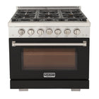 Kucht 36" KFX-X Series Pro Style Natural Gas Range - Stainless Steel/Black-Rocket power burner 21 000 btu for rapid searing
