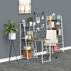 HOMCOM 41.7" Computer Desk with Storage Sheves and Foldable Tabletop - White-2-in-1 design combines a desk with a 4-tier open shelf , providing ample storage space for books and stationery essentials