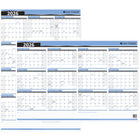Day-Timer - Planificateur mural flexible effaçable vertical/horizontal 2026 - 23 7/8 po H x 36 po l - bleu - bilingue-Des illustrations propres et lumineuses ideales pour tout espace de travail avec une surface effaçable