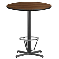 Flash Furniture Dessus de table rond de 36 po en stratifié de noyer avec anneau de pied-Table d'hospitalité à hauteur de bar