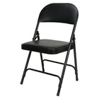 Kleton - Chaise pliante en acier avec siège rembourré en vinyle, noir (OP962)-1