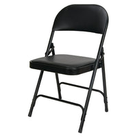 Kleton - Chaise pliante en acier avec siège rembourré en vinyle, noir (OP962)-1