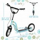 Aosom Youth Kick Scooter with 12'' Inflatable Rubber Wheel - Blue-37.5"(80-85cm), suitable for children 5+ 
