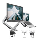 ShoppingAll - Support pour écran et ordinateur portable 2 en 1 avec 2 bras pivotants - Argent-Il est doté de deux ports USB 3.0 super rapides et de ports audio pour un accès rapide aux lecteurs flash et pour recharger vos appareils.