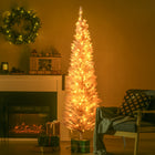 HOMCOM 6' Pre-Lit Artificial Christmas Tree with Warm White LED Lights - Pink-200 LED lights built right into the tree provide a warm display 