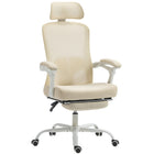 HOMCOM Ergonomic Reclining Office Chair - Beige-Dynamic lumbar (up/down/forward/backward) and headrest (up/down/rotate) adjust to fully support your neck and back