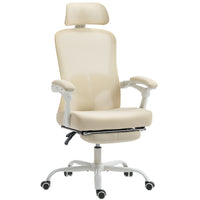 HOMCOM Ergonomic Reclining Office Chair - Beige-Dynamic lumbar (up/down/forward/backward) and headrest (up/down/rotate) adjust to fully support your neck and back