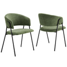 Modway Nella Upholstered Heathered Chenille Dining Chairs - Eucalyptus/Black - 2 Pack-Set of 2 Accent Dining Chairs