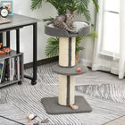 PawHut 36" Cat Tree with Sisal Mat Scratching Post and Cushion Bed - Grey-Top cat bed with cushion provides a snug place to relax 