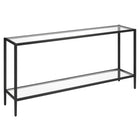 Hudson&Canal Hera 64"W Console Table with Glass Shelf - Blackened Bronze-Modern contemporary style for you living room, entryway, or bedroom