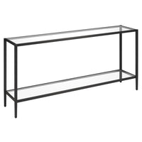 Hudson&Canal - Console Hera 64" de largeur avec étagère en verre - Bronze noirci-Style contemporain moderne pour votre salon, votre entrée ou votre chambre