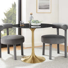 Modway Lippa 36" Round Faux Marble Dining Table - Gold Black-Chip-Resistant Metal Pedestal Base