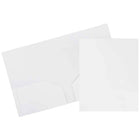 JAM Paper - Chemises scolaires à deux pochettes en plastique robuste - blanc - Paquet de 6-Taille : 9,5 x 11,5 pouces | S'adapte facilement aux documents de 8,5" x 11"