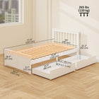 HOMCOM - Cadre de lit plateforme en bois taille twin avec tiroirs - blanc-Deux grands tiroirs en dessous offrent un vaste espace de rangement pour les vêtements 