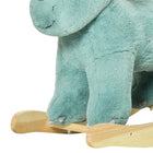 Qaba - Cheval à bascule en peluche sur rockers en bois - vert-Dimensions totales : 25,25 po L x 11,75 po l x 21,25 po H (64 x 30 x 54 cm) 