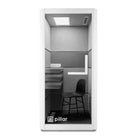 Pillar Soundproof Phone Booth - White/Grey-Dimensions: 42" x 42.5" x 89"