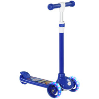 Qaba 3 Wheel Toddler Scooter with 3-level Adjustable Height, Rear-Fender Brake, LED Light - Blue-LED-lit PU wheels add a touch of sparkle to every ride 