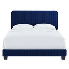 Modway Celine Channel Tufted Performance Velvet Twin Platform Bed - Navy-Reinforced Center Beam With Support Legs