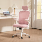 Vinsetto - Chaise de bureau en maille avec appui-tête et soutien lombaire 4D - rose-Soutien lombaire 4D réglable haut/bas et avant/arrière, soulage la pression du bas du dos