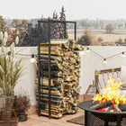 Outsunny - Support à bois de chauffage réglable- rack de rangement en acier pour bois- extérieur intérieur-Cadre en acier avec revêtement en poudre pour une durabilité accrue 