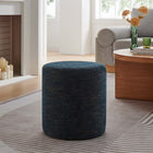Modway Callum 16" Round Woven Heathered Fabric Upholstered Ottoman - Heathered Weave/Azure-Plastic Legs