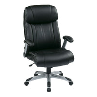 Work Smart Fauteuils Exécutif en cuir reconstitué avec accoudoir rembourré réglable, noir-Siège et dossier anatomiques rembourrés avec soutien lombaire intégré