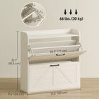 HOMCOM Narrow Shoe Cabinet with 2 Flip Drawers - White Oak-Fenced tabletop for keys, wallets, or decorative items