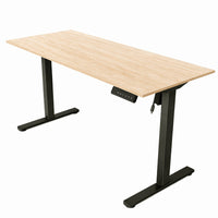 Ezywork - Bureau assis-debout électrique réglable en hauteur 55 po - Structure noire / Plateau en bois-Plateau de table en pièce entière