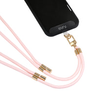 Evry - Sangle téléphone bandoulière en corde - Rose/Or-Compatible avec tous les smartphones