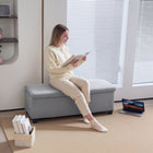 HOMCOM 44 Inch Storage Ottoman Bench with Lid and Legs - Light Grey-Colour: Light Grey