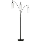 Hudson&Canal Aspen 3-Light Torchiere Floor Lamp with Fabric Shade - Blackened Bronze/White-Modern and contemporary design for your living room, office space, bedroom, or reading nook