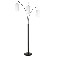 Hudson&Canal - Lampadaire torchère Aspen à 3 lumières avec abat-jour en tissu - Bronze noirci/blanc-Design moderne et contemporain pour votre salon, bureau, chambre ou coin lecture