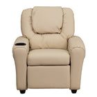 Flash Furniture – Fauteuil inclinable pour enfants en vinyle contemporain avec porte-gobelet et appuie-tête, beige-Porte-gobelet dans l'appui-bras