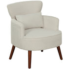 HOMCOM - Fauteuil d’appoint avec pieds en bois massif - coussin lombaire - assise épaisse pour salon - blanc crème-Coussin d’assise en mousse épaisse de 7,1 po (18 cm), ressorts en S et bandes élastiques offrant un soutien fiable  
