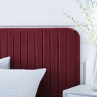 Modway Celine Channel Tufted Performance Velvet Twin Platform Bed - Maroon-Assembly Required