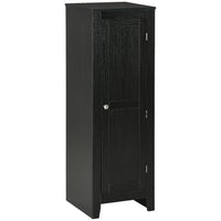 HOMCOM 40" H Kitchen Pantry Cabinet with Adjustable Shelves and Single Door for Dining Room - Black-Two 3-level adjustable shelves offer versatile storage options 