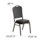 Flash Furniture HERCULES Series Crown Back Stacking Banquet Chair in Black Vinyl - Gold Vein Frame-2.5'' Thick Seat Cushion