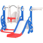 Qaba - Ensemble toboggan et balançoire 4 en 1 pour tout-petits avec panier de basket et grimpeur - Bleu foncé-Le design de la fusée incite les enfants à jouer de manière imaginative 